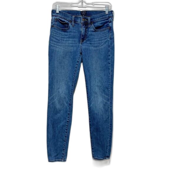 J. Crew 8" Mid Rise Skinny Medium Dark Wash Denim Jeans AS158 Womens sz 27 - Picture 1 of 8
